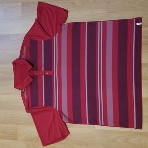 Dri Wear red striped short sleeve mens shirt